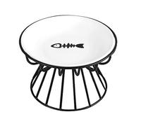Ujjdwiurgh Cuencos para gatos, cuenco elevado de cerámica para gatos con soporte de metal, estación de alimentación de agua o alimentos para mascotas, apto para lavavajillas, fácil de usar, 16 x 16 x