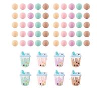 Ujjdwiurgh Cuentas de Silicona de 15 mm DIY Cuentas Redondas de Silicona Cuentas de Té de Leche para para Pulsera Cordón DIY