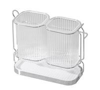 Ujjdwiurgh D- Portacepillos de Dientes para BañOs, Portacepillos de Dientes de 2 Tazas Montado en la Pared, SeparacióN de Seco y HúMedo, PláStico ExtraíBle