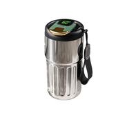 Ujjdwiurgh de Café de Acero Inoxidable Pantalla LED Inteligente de Temperatura Botella de Agua Aislante PortáTil una Prueba de Fugas, Espejo Negro