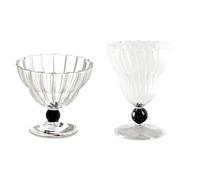 Ujjdwiurgh de Vidrio A Rayas Ins, de Café con Leche Ondulada, para Helado, Copa de Yogur, Bebida, Jugo, PudíN, Postre, para Refrigerio