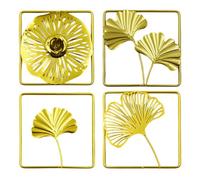 Ujjdwiurgh DecoracióN Colgante de Pared con Hoja de Ginkgo, Colgante de Pared con Hoja de Arce y Palma Dorada, Adorno de de Metal para DecoracióN de Fondo de Sala de Estar