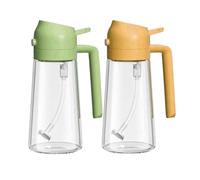 Ujjdwiurgh Dispensador de Aceite y Pulverizador de Aceite 2 en 1, Botella Dispensadora de Aceite de Vidrio de Aproximadamente 16 Oz para Cocina (2 Unidades) Verde y Naranja