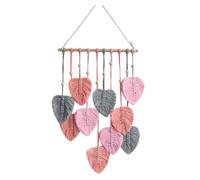 Ujjdwiurgh Elegante DecoracióN de Pared de Macramé Bohemio con Plumas, Borlas de Hilo Hechas A Mano, Arte de Pared Tejido, Tapiz de Hojas, DecoracióN, B
