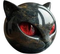 Ujjdwiurgh Elegante decoración para el hogar y regalo artístico, tallado a mano negro de lujo para estatua de gato, linda para los amantes de los gatos, color rojo.