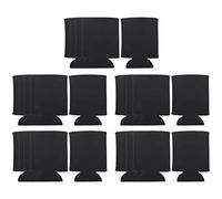 Ujjdwiurgh Enfriadores de latas a granel (paquete de 25) mangas de espuma en blanco, lisas, suaves, aislantes, para refrescos, cerveza, botellas de agua (negro)