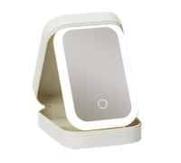 Ujjdwiurgh Espejo de Maquillaje de Viaje con Luz, Bolsa de Maquillaje Compacta con Espejo LED, Espejo de Belleza Iluminado Portátil, Iluminación de 3 Colores