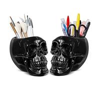 Ujjdwiurgh Esqueleto Portaescobillas de Maquillaje PortaláPices Esqueleto Portaescobillas Caja de Almacenamiento de Maquillaje Tocador de Halloween Escritorio, 2 Piezas