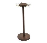 Ujjdwiurgh Estante de exhibición de collares de madera con 12 ganchos, estante redondo de madera para exhibición de joyas, estante de almacenamiento para collares, colgantes y pendientes.