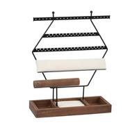 Ujjdwiurgh Estante de JoyeríA Hexagonal Retro Almacenamiento de Aretes Base de Madera Caja de Almacenamiento de Anillos Almacenamiento de Aretes de para ExhibicióN de Joyas