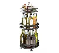 Ujjdwiurgh Estante giratorio de 360 grados, bandeja de almacenamiento antideslizante de acero al carbono para tanque de almacenamiento, condimentos, piezas de cocina C