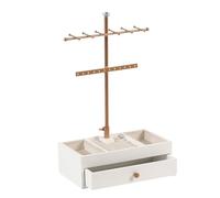 Ujjdwiurgh Estante para JoyeríA 2 Niveles, Base Madera Esmeralda, Almacenamiento JoyeríA para Anillo con CajóN, Caja Almacenamiento para Pulsera, Estante para PresentacióN JoyeríA A