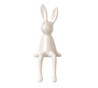 Ujjdwiurgh Estatua de conejo sentado con orejas largas para decoración de habitación, para escritorio, estantería, regalo para amigos, color blanco