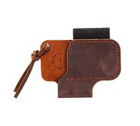 Ujjdwiurgh Funda de cuero hecha a mano plegable para cuchillo y linterna, color marrón