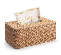 Ujjdwiurgh Funda para caja de pañuelos de ratán tejido, soporte rectangular de mimbre decorativo para caja de pañuelos para baño, dormitorio