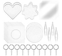 Ujjdwiurgh Fuse Beads - Tableros de clavijas de cuentas de fusibles, tableros de clavijas transparentes grandes con pinzas de papel y cuentas, llavero para manualidades