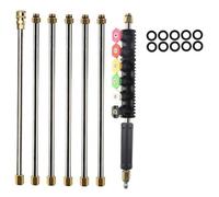 Ujjdwiurgh Herramienta de limpieza de canalones de 10 pies, varita de extensión para lavadora a presión con 6 puntas de boquilla, conexión rápida de 1/4 pulgadas, kit de accesorios para lavadora