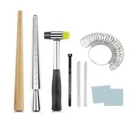 Ujjdwiurgh Herramienta de medición de tamaño de anillo, mandril de anillo para hacer anillos, como se muestra, kit de herramientas de medición de tamaño de anillo curvo