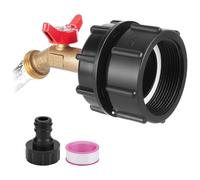Ujjdwiurgh IBC Adaptador de tanque, adaptador de rosca fina de 2.36 pulgadas para tanque IBC de 275-330 galones, accesorio de bolsa con válvula de grifo de manguera de latón
