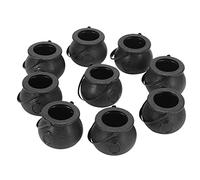 Ujjdwiurgh Juego de 10 recipientes para caramelos de caldero negro con asa para Halloween, caldera de caramelos, mini caldero negro de bruja para Halloween