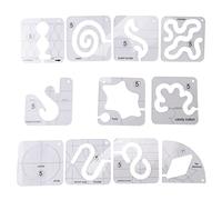 Ujjdwiurgh Juego de 11 plantillas de acolchado de movimiento libre, regla de costura y regla acrílica de marca transparente y regla de planchado para máquina de acolchado