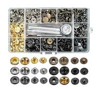 Ujjdwiurgh Juego de 120 herramientas de cierre a presión, botones de metal para manualidades en cuero, kit de herramientas de cierre a presión de cuero de 12,5 mm, remaches de latón de doble tapa