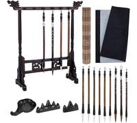 Ujjdwiurgh Juego de 15 pinceles de caligrafía china con paño de escritura de agua y soporte enrollable para arte en acuarela