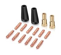 Ujjdwiurgh Juego de 16 boquillas sin gas con núcleo de flujo K3493-1, pieza de accesorios, puntas de contacto de 0.04 pulgadas y difusores de gas con titanio Century FC90/80GL