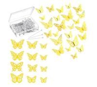 Ujjdwiurgh Juego de 198 piezas de ramilletes para flores y mariposas doradas 3D, accesorios florales