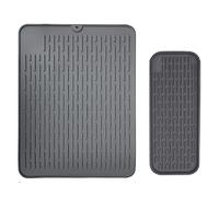 Ujjdwiurgh Juego de 2 alfombrillas de silicona para secar platos, alfombrilla de silicona antideslizante para cocina, cubiertos