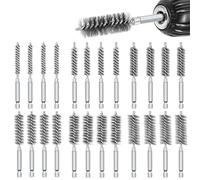Ujjdwiurgh Juego de 24 cepillos de alambre para taladro eléctrico, acero inoxidable plateado con vástago hexagonal de 1/4 pulgadas para limpieza de tubos (8/10/12/15/17/19 mm)