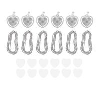 Ujjdwiurgh Juego de 24 colgantes de diamantes de imitación de sublimación, 6 bandejas de bisel en blanco, 6 cadenas con 12 discos, estilo corazón