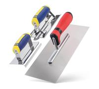 Ujjdwiurgh Juego de 3 herramientas de acero inoxidable para hormigón, llana de acabado plano, bordeadora manual de hormigón y ranuradora con agarre suave