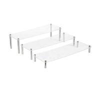 Ujjdwiurgh Juego de 3 Piezas de Soporte de ExhibicióN AcríLico para Cupcakes con Escalera, Soporte de ExhibicióN para CosméTicos Transparente para JoyeríA de Marionetas de Mano