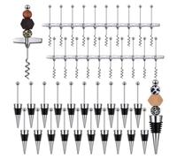 Ujjdwiurgh Juego de 40 Tapones de Vino con Cuentas con Sacacorchos de Viaje, TapóN con Cuentas para Botella de Vino para Cocina, Bar, Restaurante