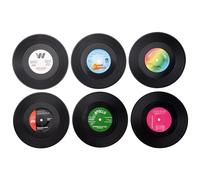 Ujjdwiurgh Juego de 6 posavasos de vinilo retro para bebidas