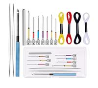 Ujjdwiurgh Juego de 8 agujas de bordado con 4 hilos de colores, agujas de tejer, herramientas de costura hechas a mano