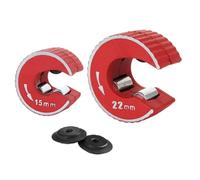 Ujjdwiurgh Juego de cortadores de tubos de cobre, juego de cortadores de tubos con asas de trinquete de 15 mm y 22 mm, tubo giratorio de 2 cuchillas adicionales