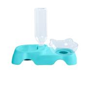 Ujjdwiurgh Juego de Dobles para Agua y Comida para Mascotas con Botella de Agua AutomáTica (Azul)