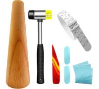 Ujjdwiurgh Juego de herramientas para hacer joyas, mandril redondo de plástico con martillo de joyería, mazo de goma, herramientas para moldear pulseras