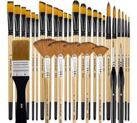 Ujjdwiurgh Juego de pinceles de pintura, cerdas de nailon con redondo, filbert, plano, ventilador, ángulo, adecuado para artistas y principiantes para acrílico