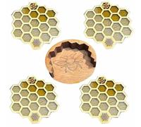 Ujjdwiurgh Juego de Posavasos para Bebidas con Soporte, 4 Posavasos con Forma de Panal, Posavasos para Tazas para Bebidas FríAs/Calientes