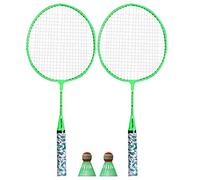 Ujjdwiurgh Juego de raquetas de bádminton para niños, juego de raquetas de volante con 2 pelotas para niños jugadores, deportes en interiores y exteriores, color verde