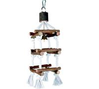 Ujjdwiurgh Juguetes para Masticar de Madera Colgantes para Loros,Columpio y Escalera de Cuerda AlgodóN,Accesorios para Jaulas PáJaros,Suministros para Mascotas,MuñEca Masticable con Campana