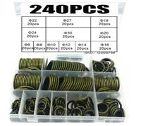 Ujjdwiurgh Junta de tapón de drenaje de aceite de goma de metal, 240 unidades, arandela unida, sellado combinado M6 M8 M10 M14 M16