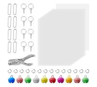 Ujjdwiurgh Kit de 111 hojas de plástico retráctil con 20 piezas de papel artístico esmerilado en blanco y 90 llaveros y accesorios de joyería