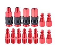 Ujjdwiurgh Kit de accesorios de manguera de aire NPT de conexión rápida de 1/4 pulgadas, incluye acopladores y conectores de aluminio (14 piezas)