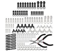 Ujjdwiurgh Kit de reparación de cremallera de repuesto con herramienta de alicates de instalación de cremallera y amperio; tiradores de extensión para equipaje