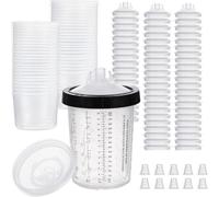 Ujjdwiurgh Kit de taza de pintura: 800 ml, para sistemas HVLP y LVLP, incluye 50 tazas, tapas, 1 anillo de retención de taza dura y 20 tapones