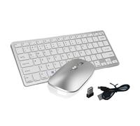 Ujjdwiurgh Kit de Teclado y Ratón Inalámbricos, Teclas Combinadas Bluetooth Recargables de 2,4G para Teclado iOS/Android/, Color Plateado